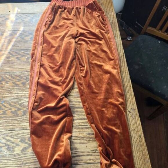 House of CB Orange Brown Velour Velvet Tracksuit Jogger Pants sz XS - Picture 2 of 5